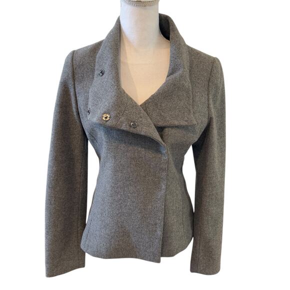 H&M Office Ready Contemporary Wool Blazer Gray 8 - Picture 1 of 6